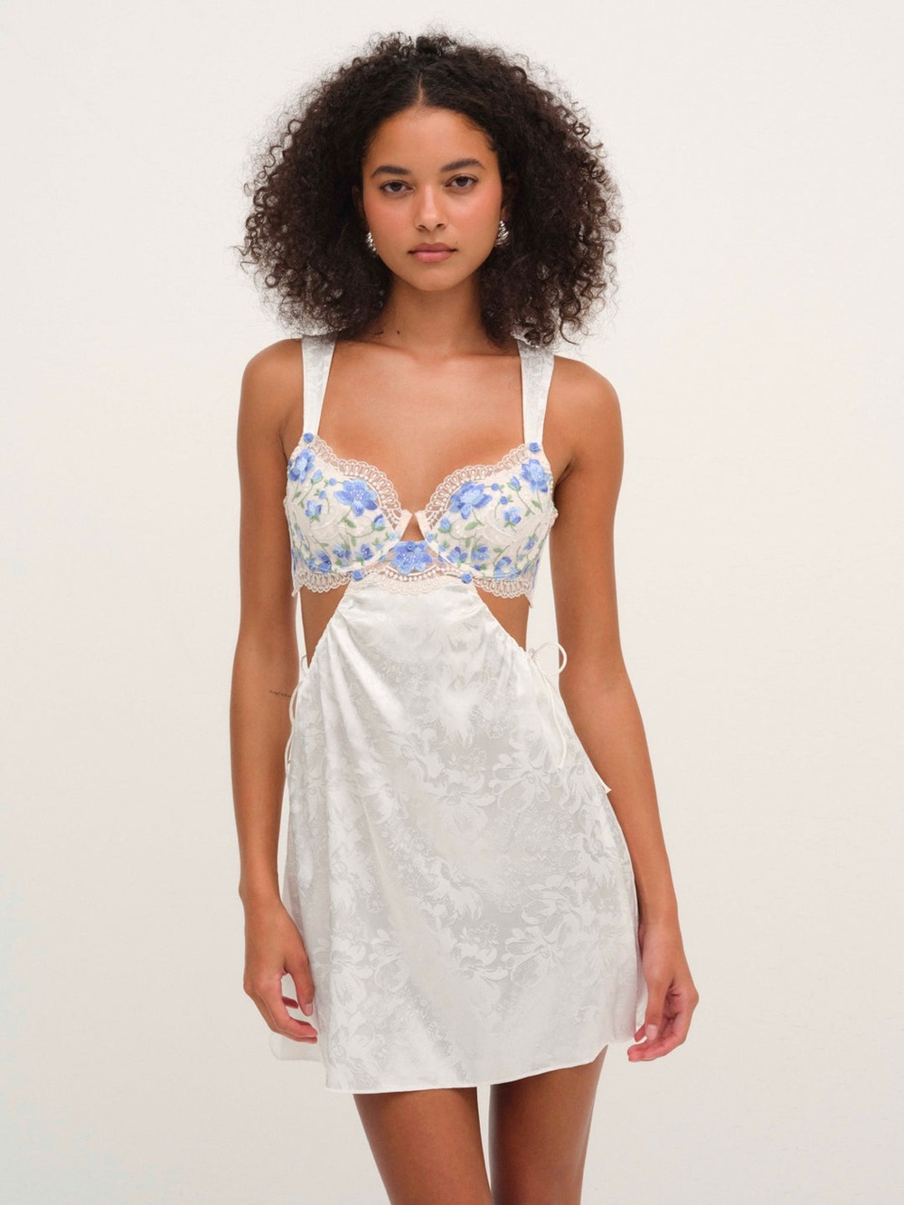 $139 NWT For Love And Lemons Festival Rose Slip Dress in Blue Sz Medium